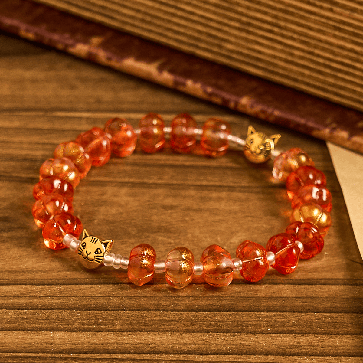Sacred Pumpkin Beads Autumn Prayer Bracelet: Harvest Grace and Joy