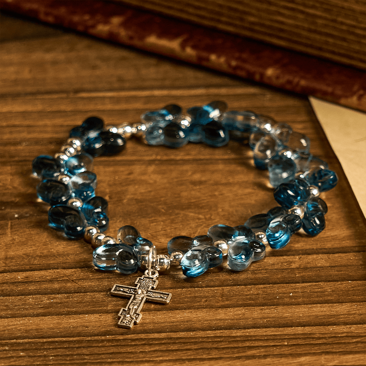 Wings of Devotion Shimmering Blue Butterfly Prayer Animal Bracelet