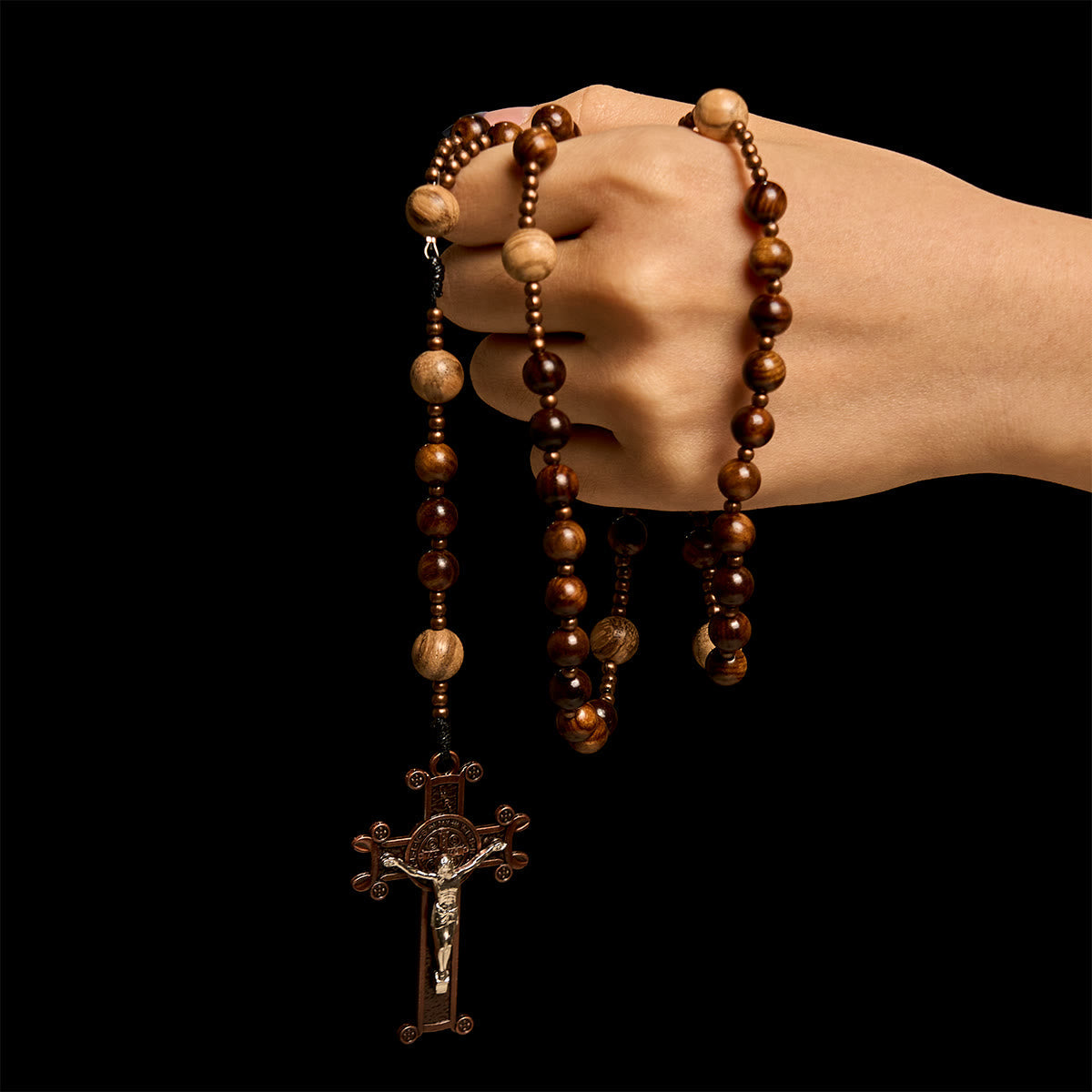 Artisan Wooden Rosary: Earth - Toned Beads & Jesus Crucifix