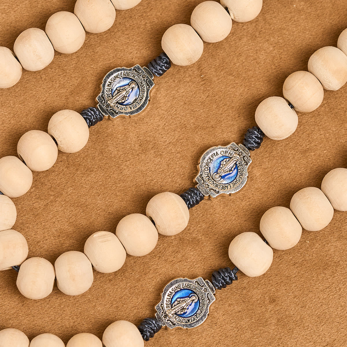 Traditional Ivory Bead Fifteen Decade Prayer Rosary with Miraculous Medal