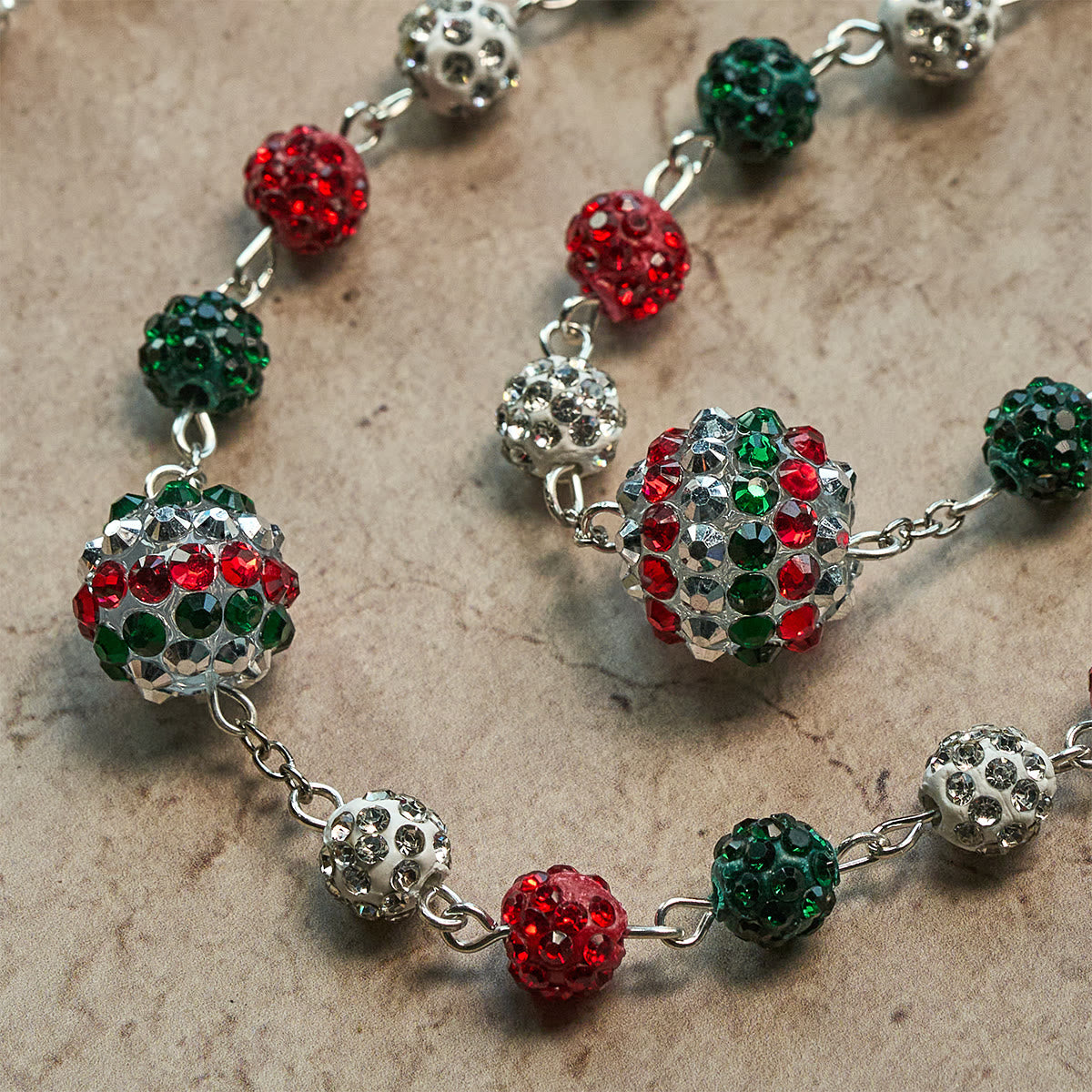 Christmas Gift: Crystal-Covered Tricolor Beads & Miraculous Medal Glam Sparkling Rosary