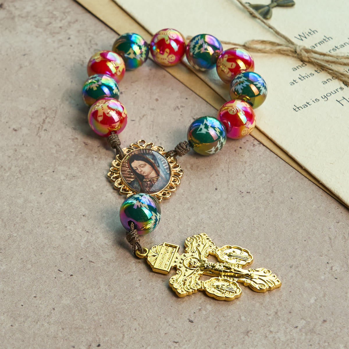 Christmas Devotion Red Green Holiday Beads Pocket Rosary: Pray anywhere, anytime