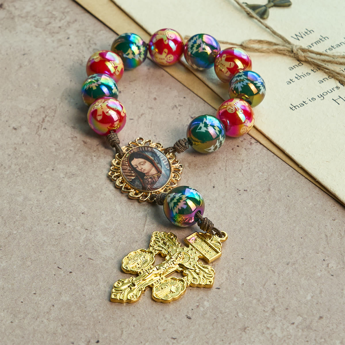 Christmas Devotion Red Green Holiday Beads Pocket Rosary: Pray anywhere, anytime