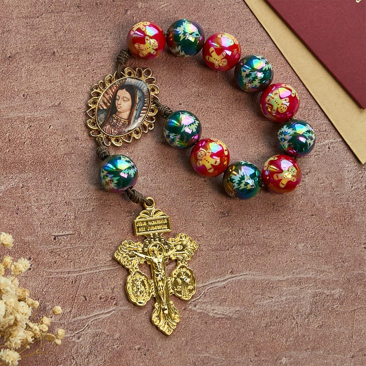 Christmas Devotion Red Green Holiday Beads Pocket Rosary: Pray anywhere, anytime