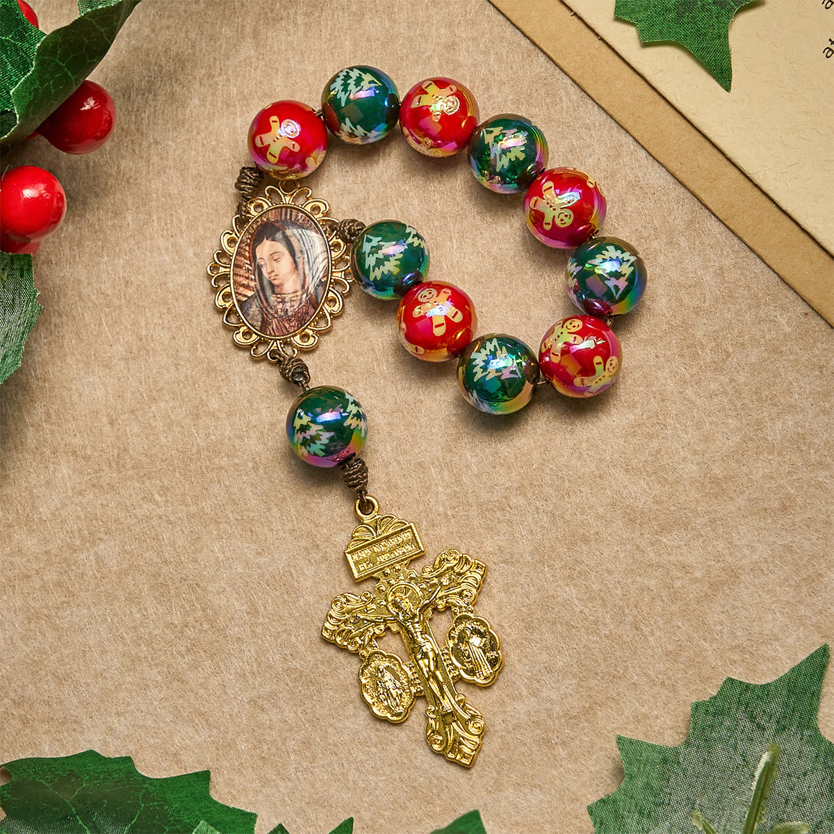 Christmas Devotion Red Green Holiday Beads Pocket Rosary: Pray anywhere, anytime
