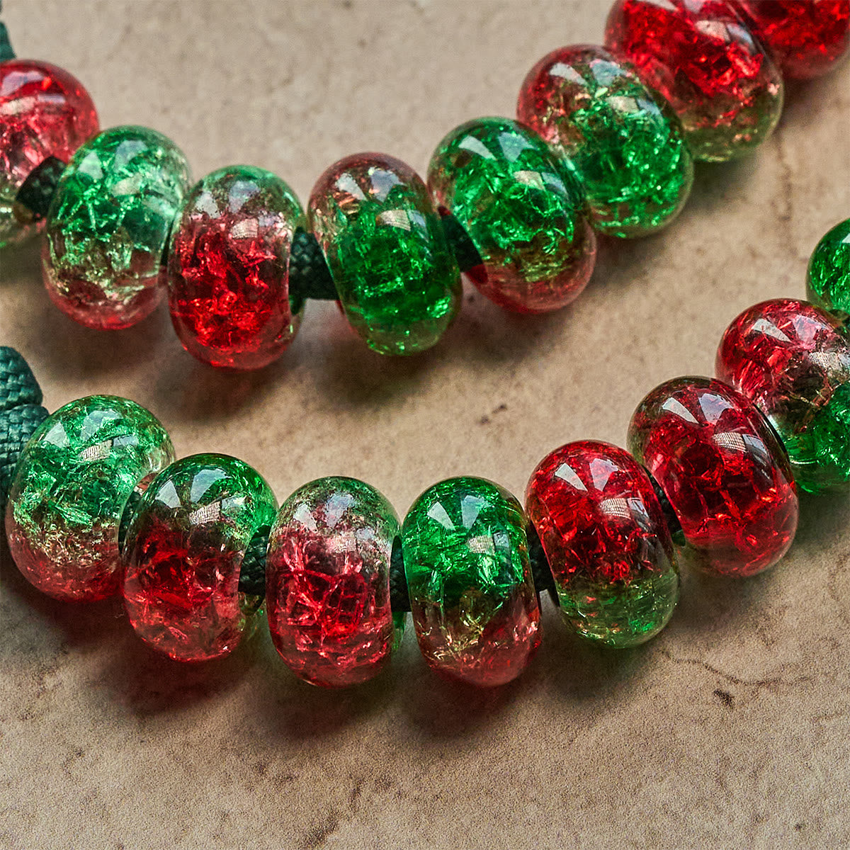 Holy Family Blessing Christmas Paracord Rosary with Glossy Red Green Beads