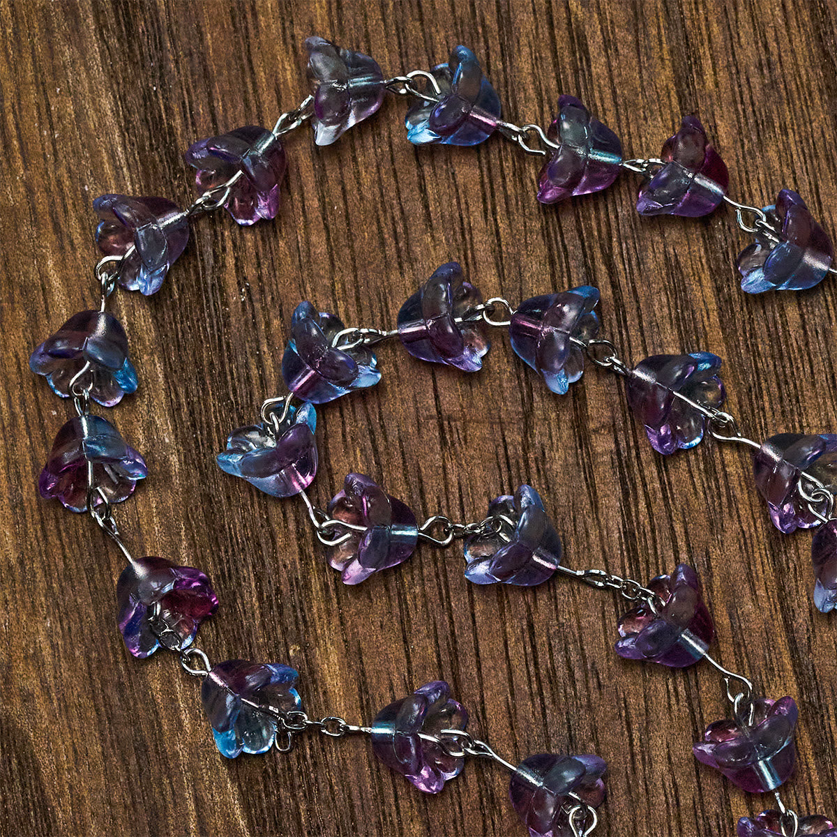 Pastel Bloom Lily-of-the-Valley Glass Rosary with Our Lady: Pure Marian grace