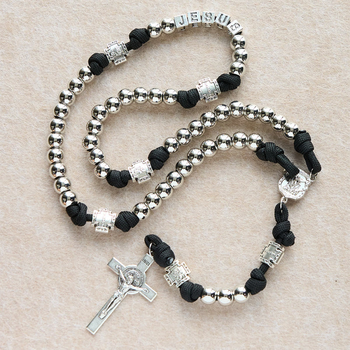 Battle Prayer Custom Rosary in Silver-Toned Beads & Personalized JESUS Letter