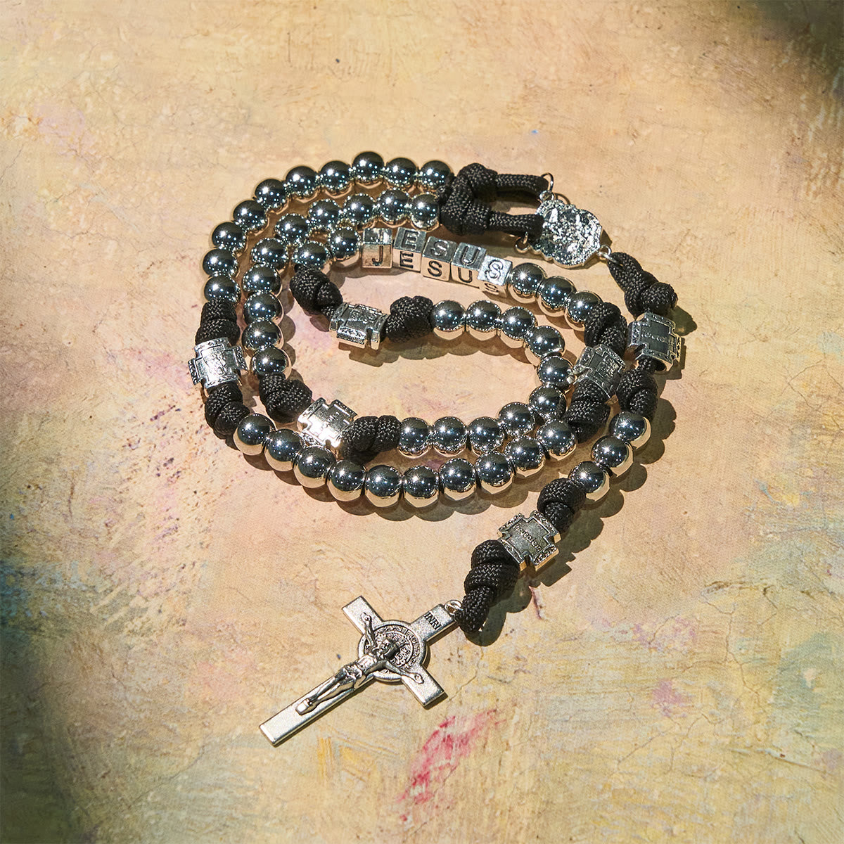 Battle Prayer Custom Rosary in Silver-Toned Beads & Personalized JESUS Letter
