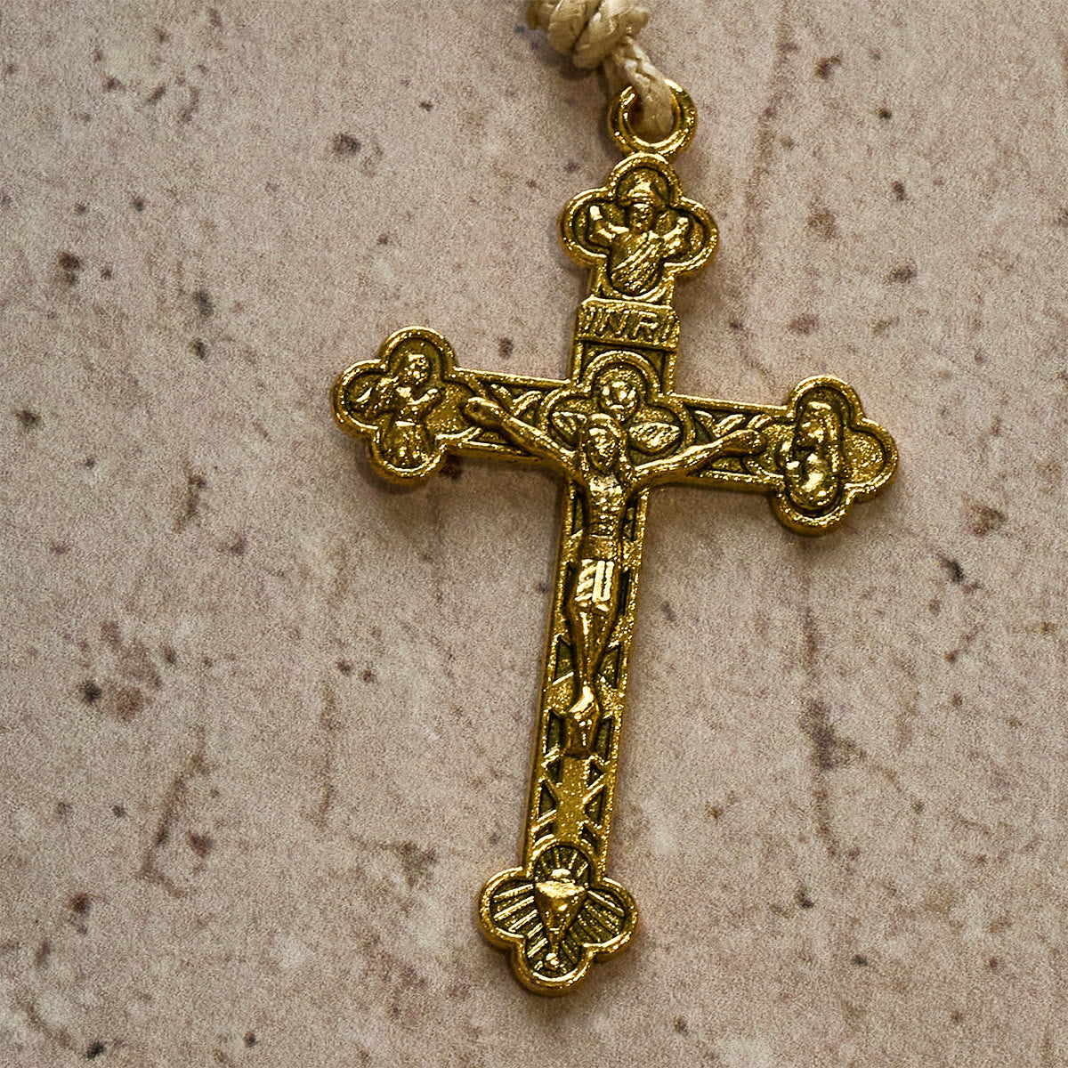 Christmas Gift: Christmas Glass Bead Rosary: Our Lady of Guadalupe Medal & Golden Crucifix