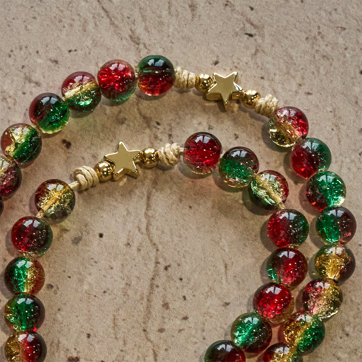 Christmas Gift: Christmas Glass Bead Rosary: Our Lady of Guadalupe Medal & Golden Crucifix
