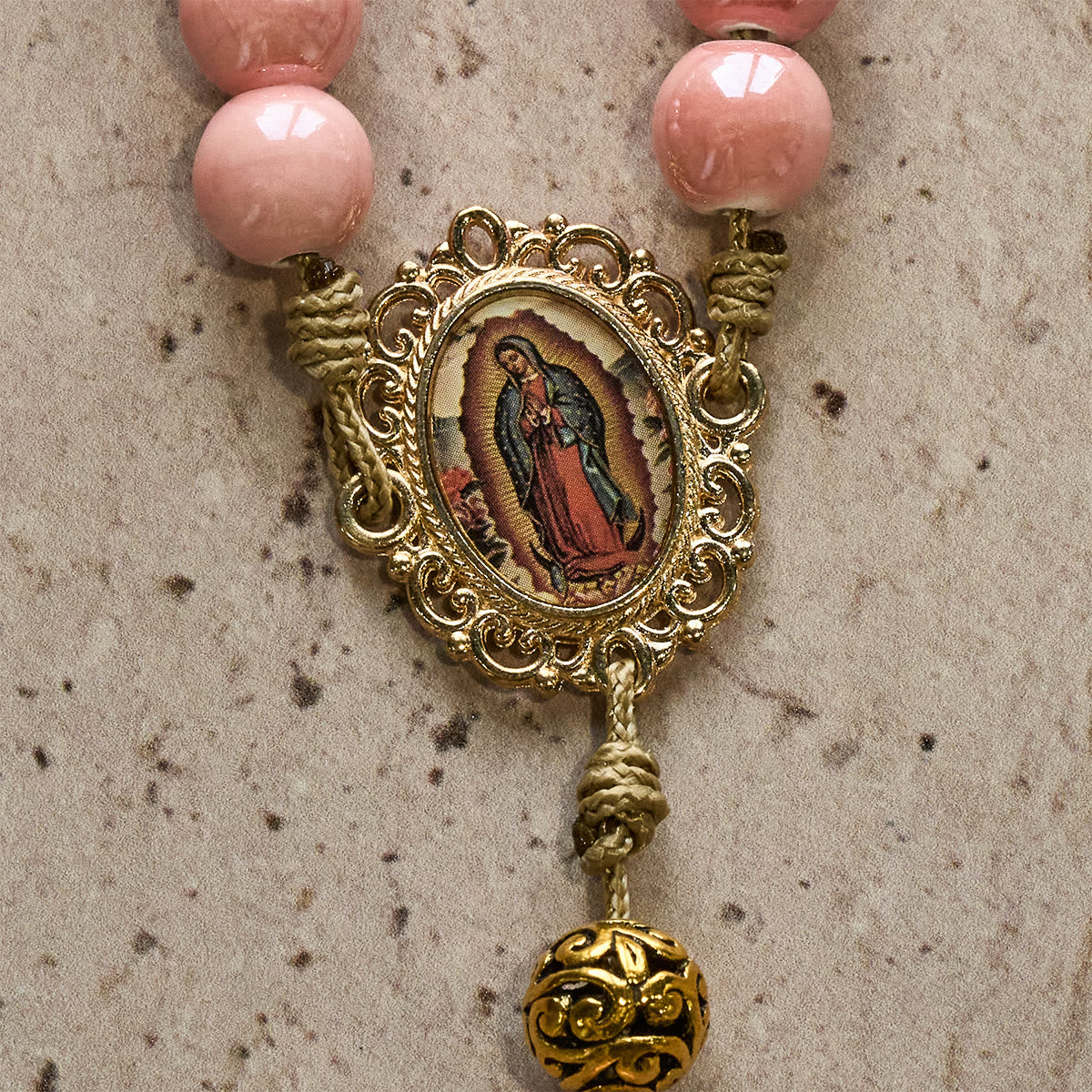 Mary's Light Pink Ceramic Rosary: Celebrate Christmas with Grace and Hope