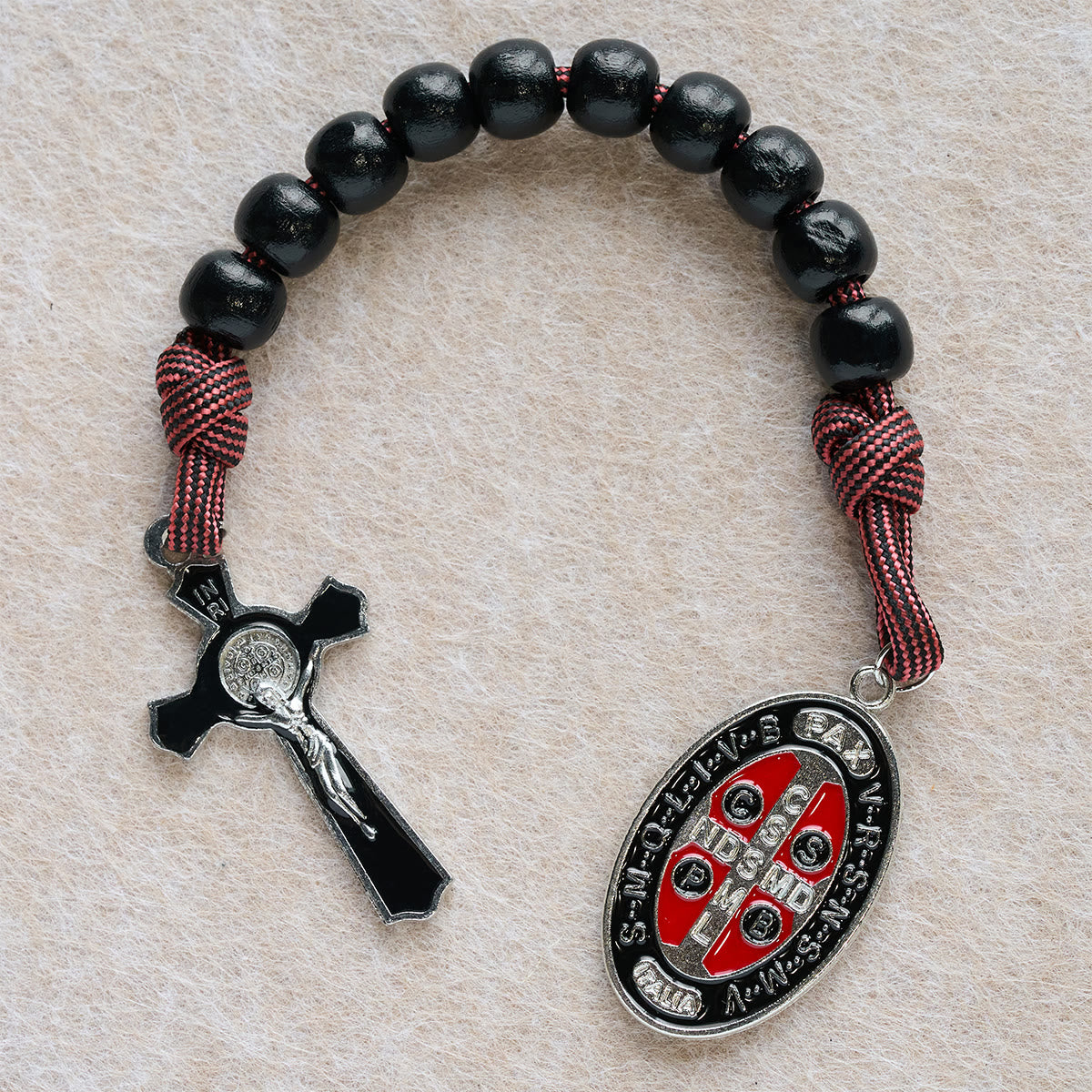Faith Defender Paracord Pocket Rosary with St. Benedict: Shield of Christ