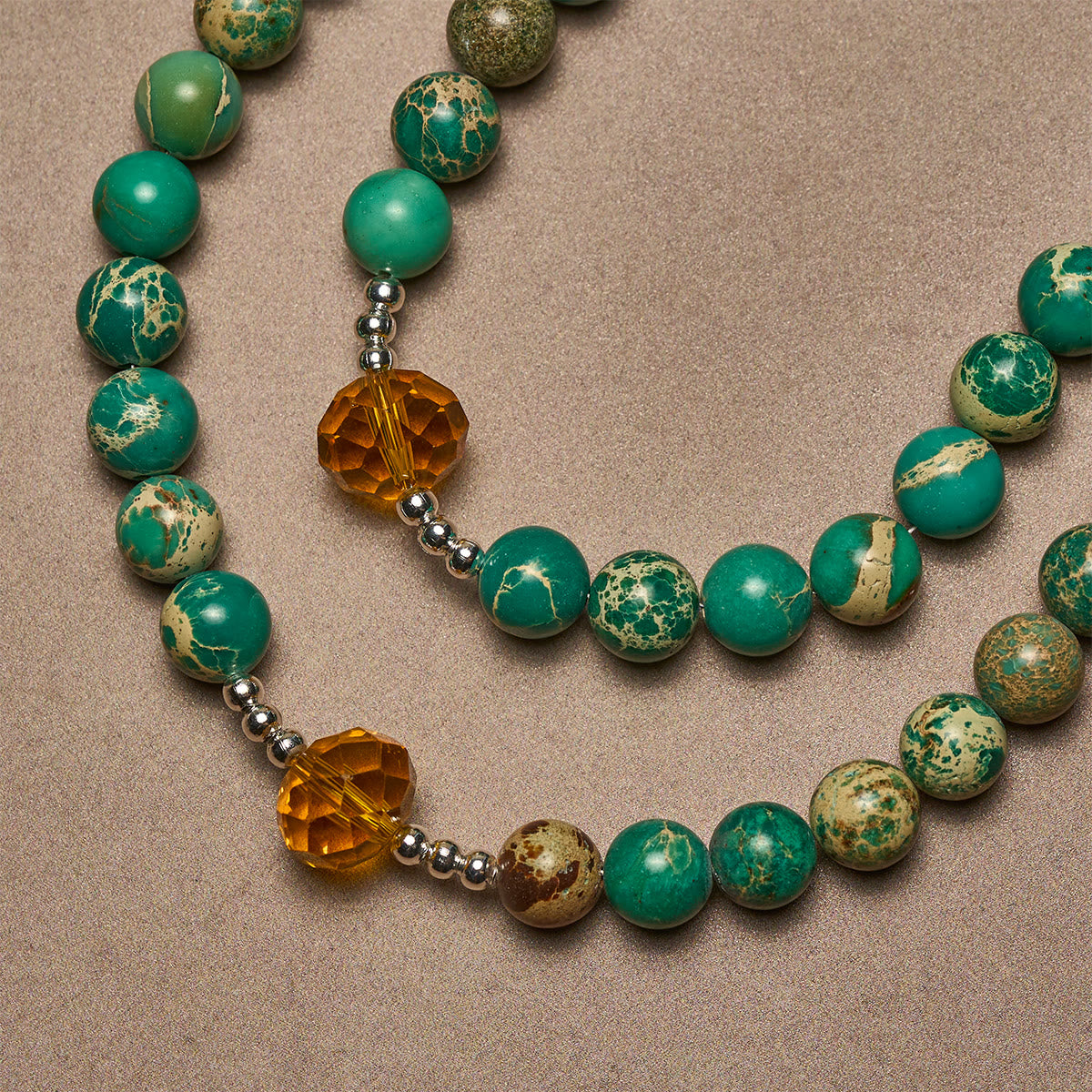 Peace through Mary's Heart Rosary in Turquoise and Amber Hues