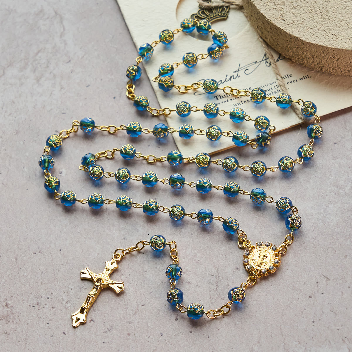 St. Benedict Medal & Crucifix of 8 mm Round Multicolor Acrylic Alloy Chain Rosary