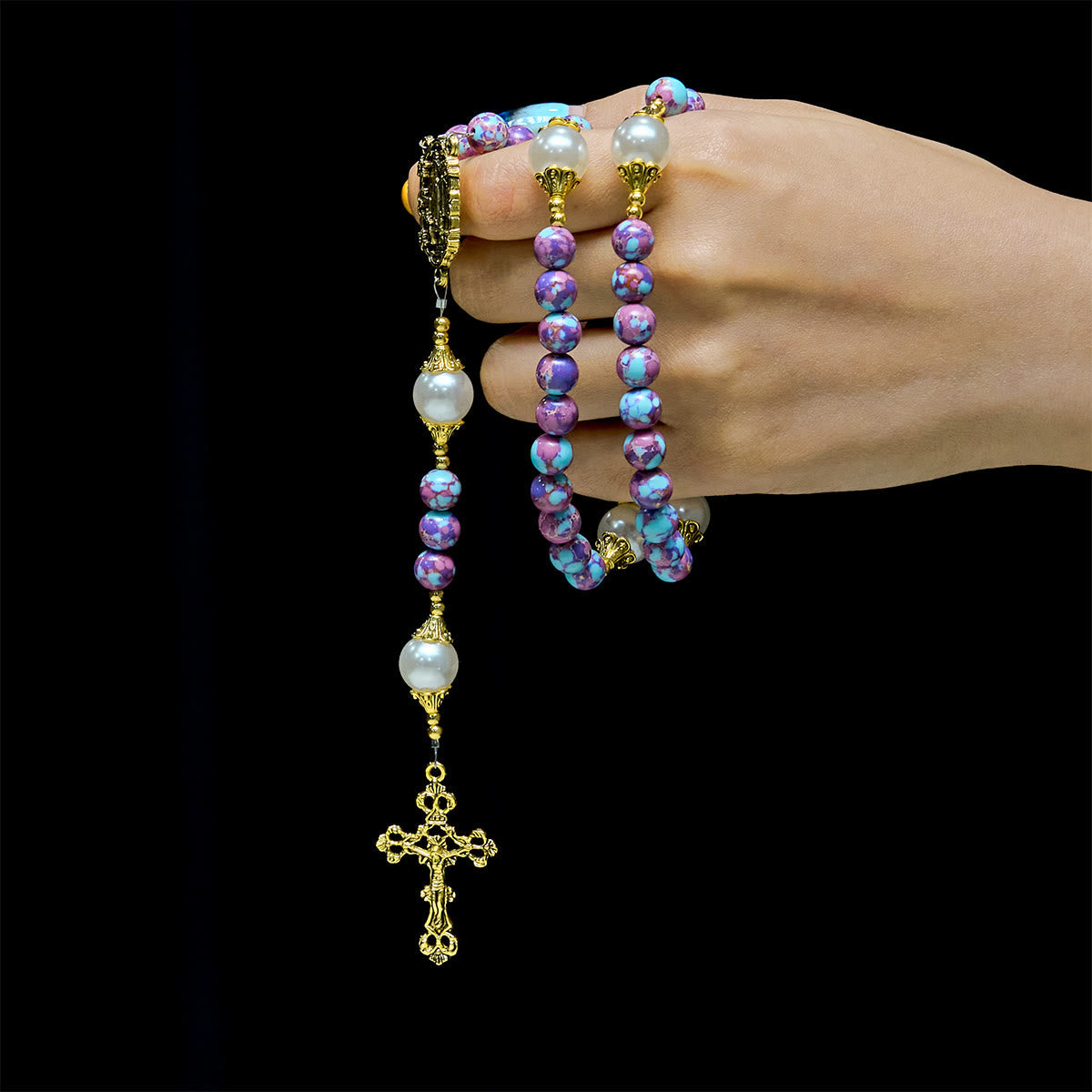 Royal Faith Purple Emperor Stone Custom Rosary with Personalized JESUS Letter