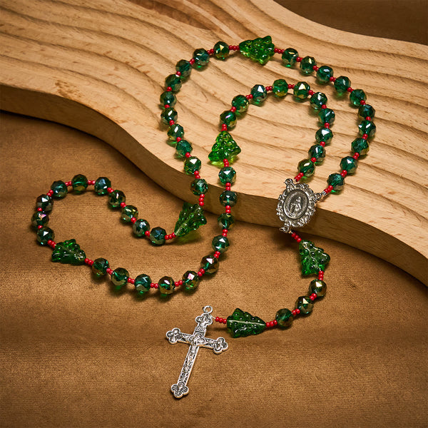 Joyful Green Tree of Hope Christmas Rosary: Celebrate Christ's Birth