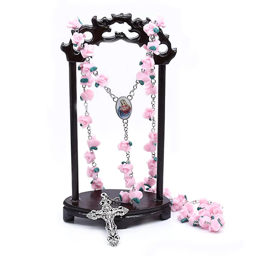 Soft Clay Rose Rosary: Floral Devotion & Handcrafted Spiritual Connection