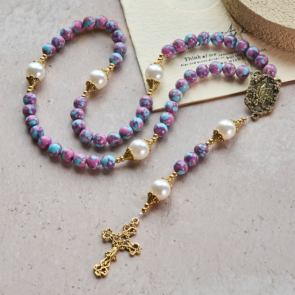 Royal Faith Purple Emperor Stone Custom Rosary with Personalized JESUS Letter