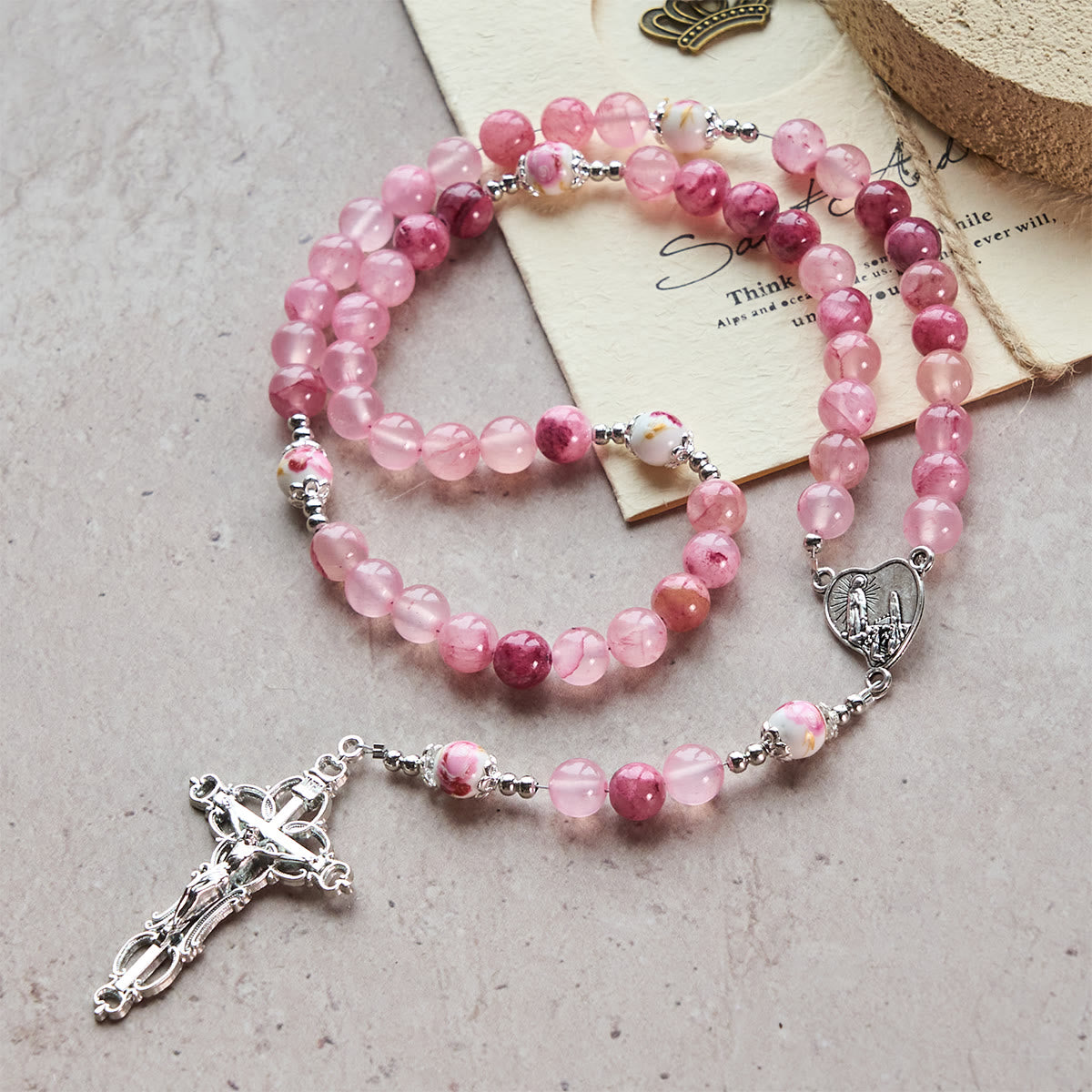 Jade Rosary with Marian Accent: Faithful Companion & Prayerful Journey