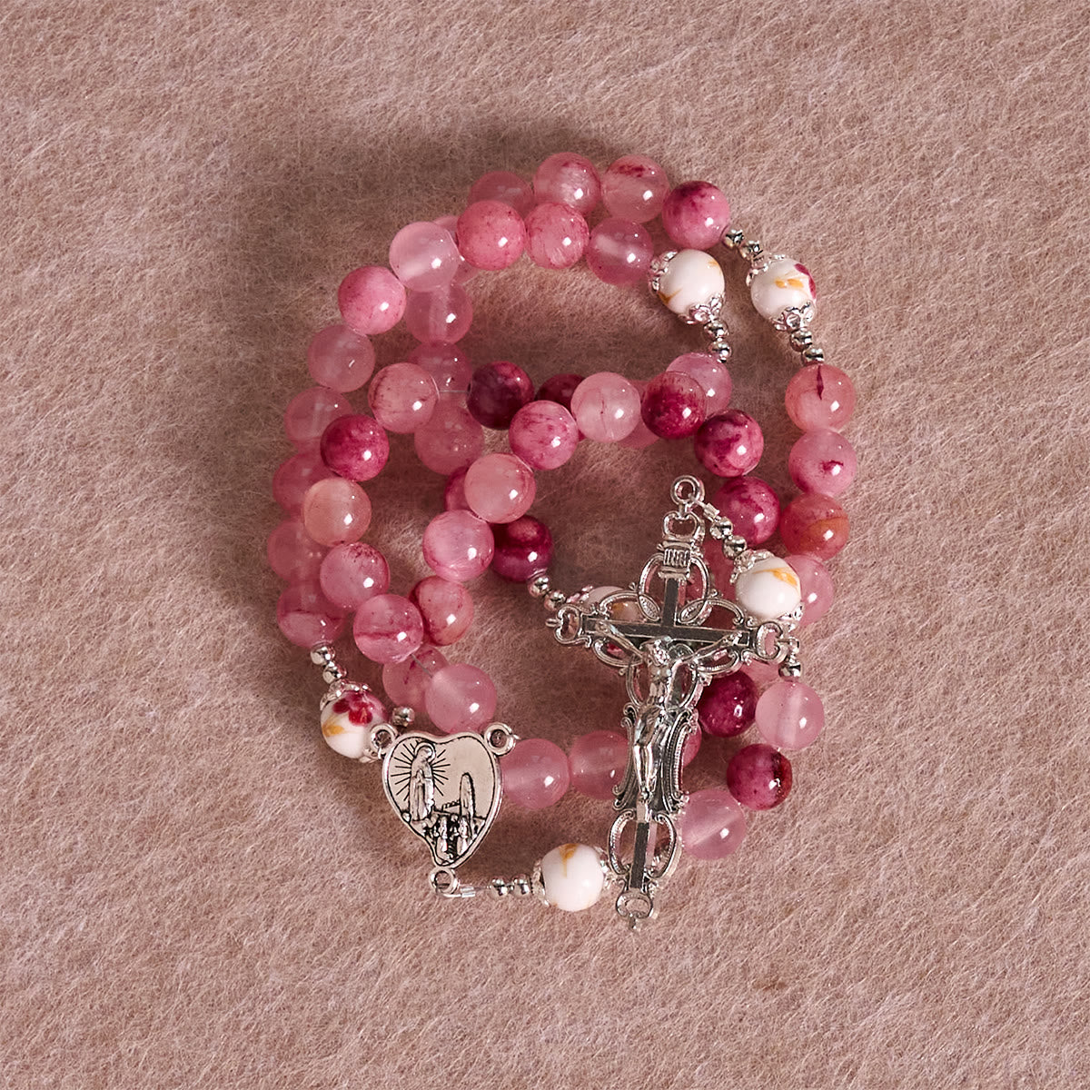 Jade Rosary with Marian Accent: Faithful Companion & Prayerful Journey