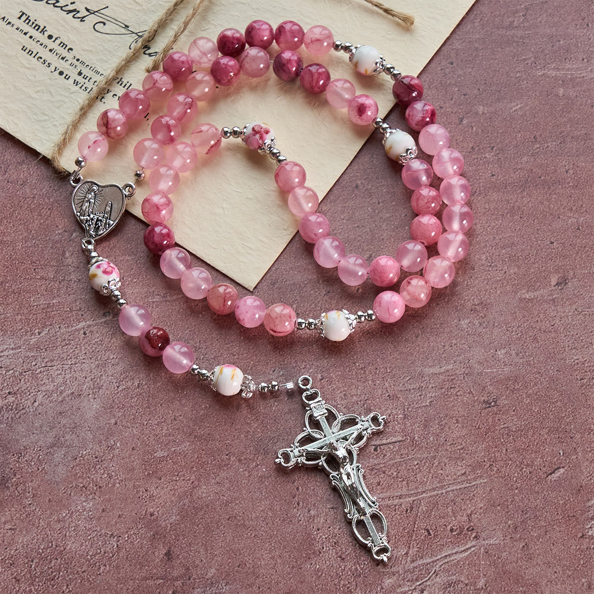 Jade Rosary with Marian Accent: Faithful Companion & Prayerful Journey