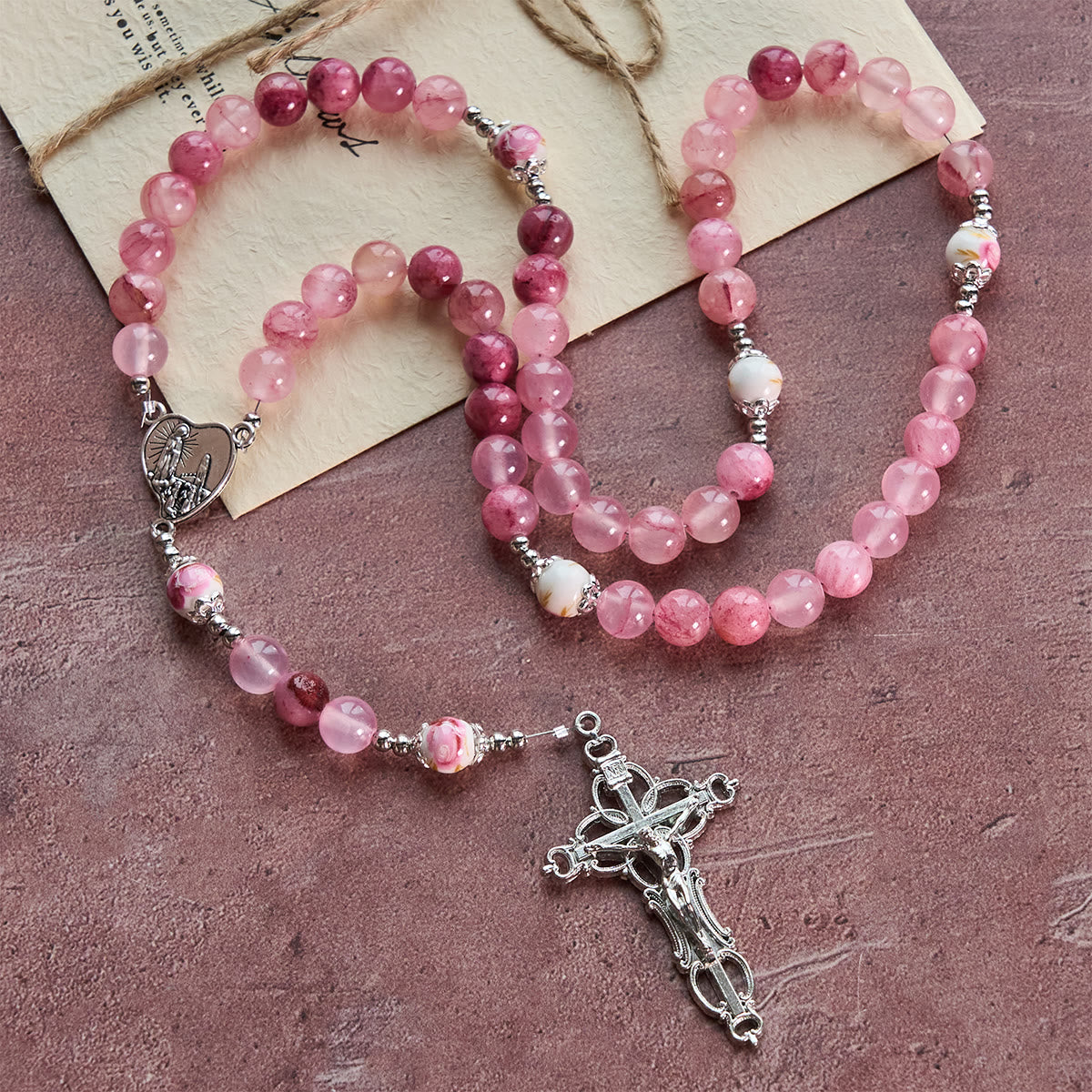 Jade Rosary with Marian Accent: Faithful Companion & Prayerful Journey