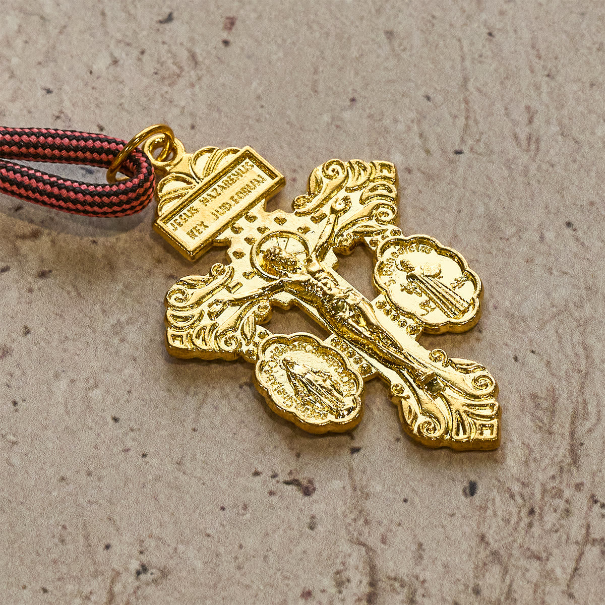 Bronze -Tone Beads Rosary with Pardon Cross & St. Benedict Accents