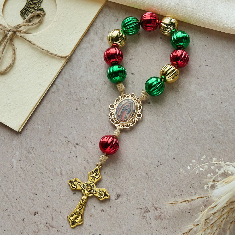 Christmas Pocket Rosary & Car Charm: Devotion & Festive Grace