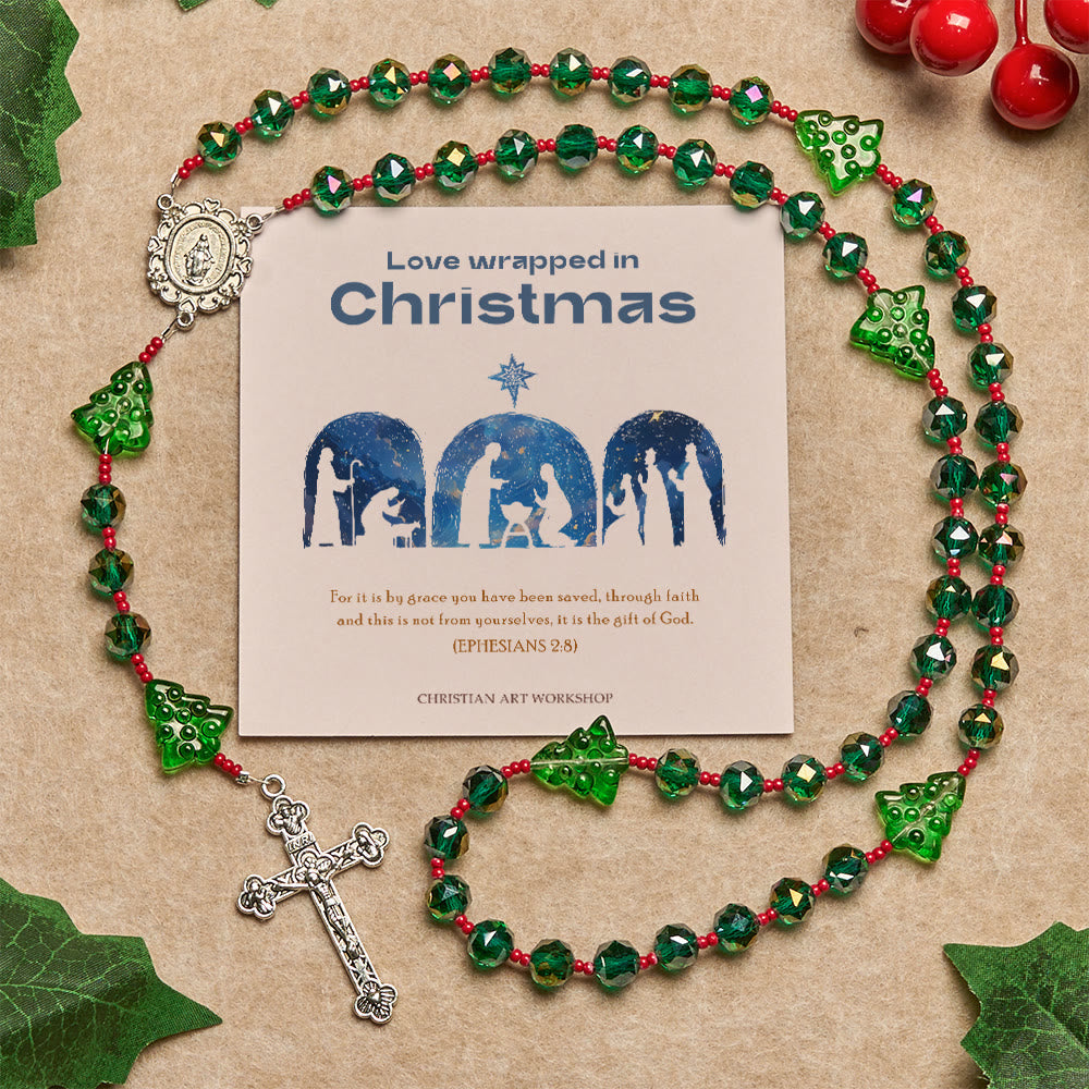 Christmas Gift: Joyful Green Tree of Hope Christmas Rosary: Celebrate Christ's Birth