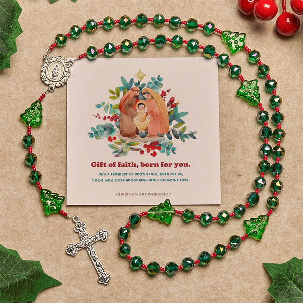 Christmas Gift: Joyful Green Tree of Hope Christmas Rosary: Celebrate Christ's Birth