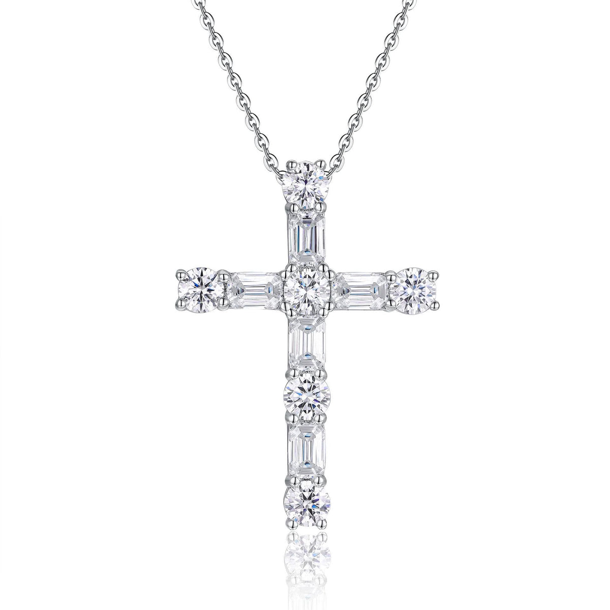 Sterling Silver Moissanite Cross Necklace: Faith Elegance & Timeless Sparkle