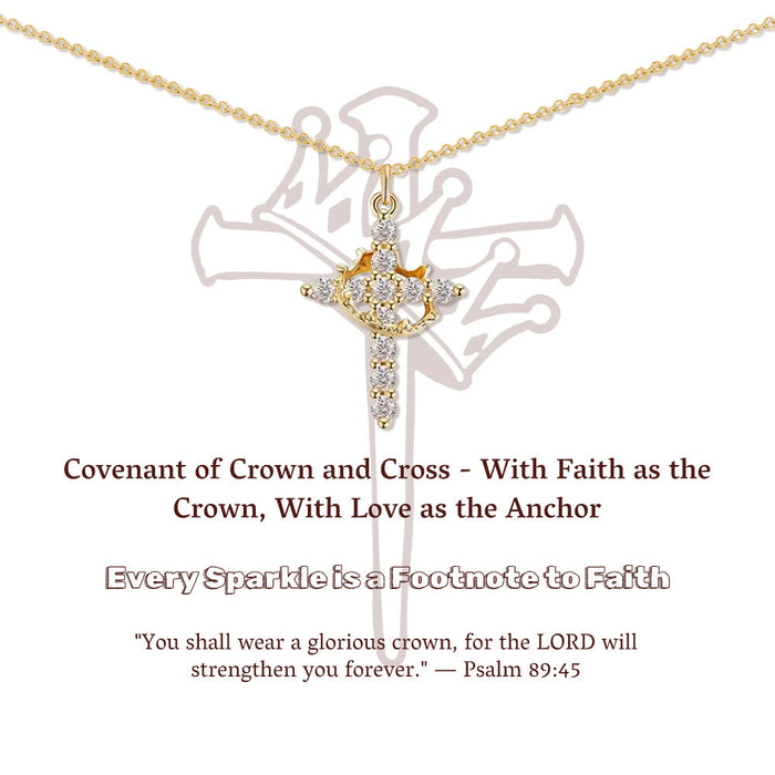 Covenant of Crown and Cross: Modern Crowned in Faith Cross Necklace with Gift Card