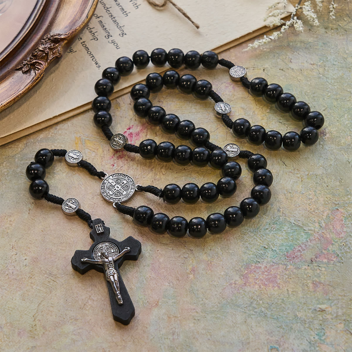 Beaded Rosary with St. Benedict Medal: Tender Faith for Prayer Moments