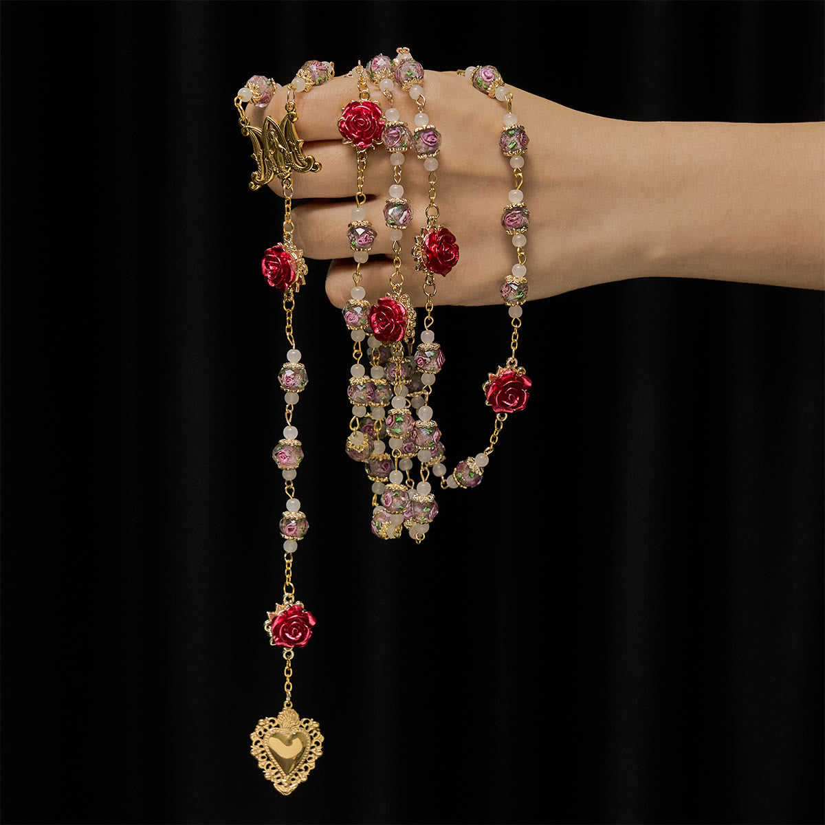 Rose Accent Devotion Rosary with Sacred Heart: Gentle Faith for Daily Prayer