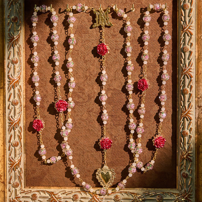 Rose Accent Devotion Rosary with Sacred Heart: Gentle Faith for Daily Prayer