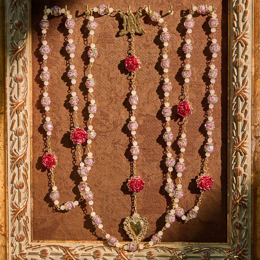 Rose Accent Devotion Rosary with Sacred Heart: Gentle Faith for Daily Prayer