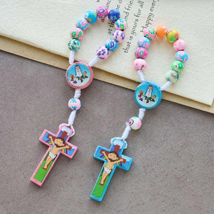 Blue & Pink Children Rosary: Colorful Beads & Sacred Symbols for Young Hearts