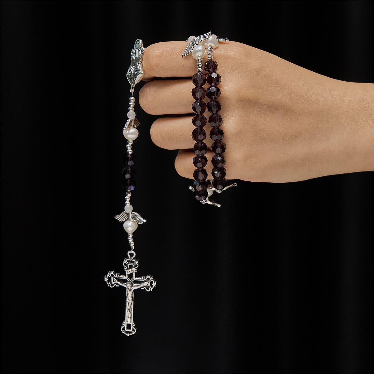Angel-Wreathed Purple Rosary: Let Angels Weave Grace Into Your Prayers