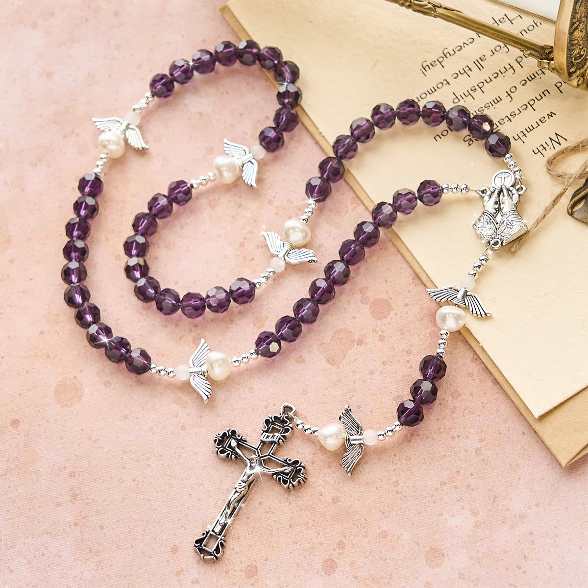 Angel-Wreathed Purple Rosary: Let Angels Weave Grace Into Your Prayers