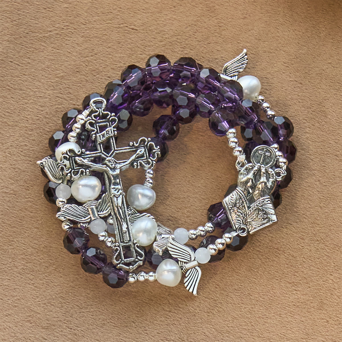 Angel-Wreathed Purple Rosary: Let Angels Weave Grace Into Your Prayers
