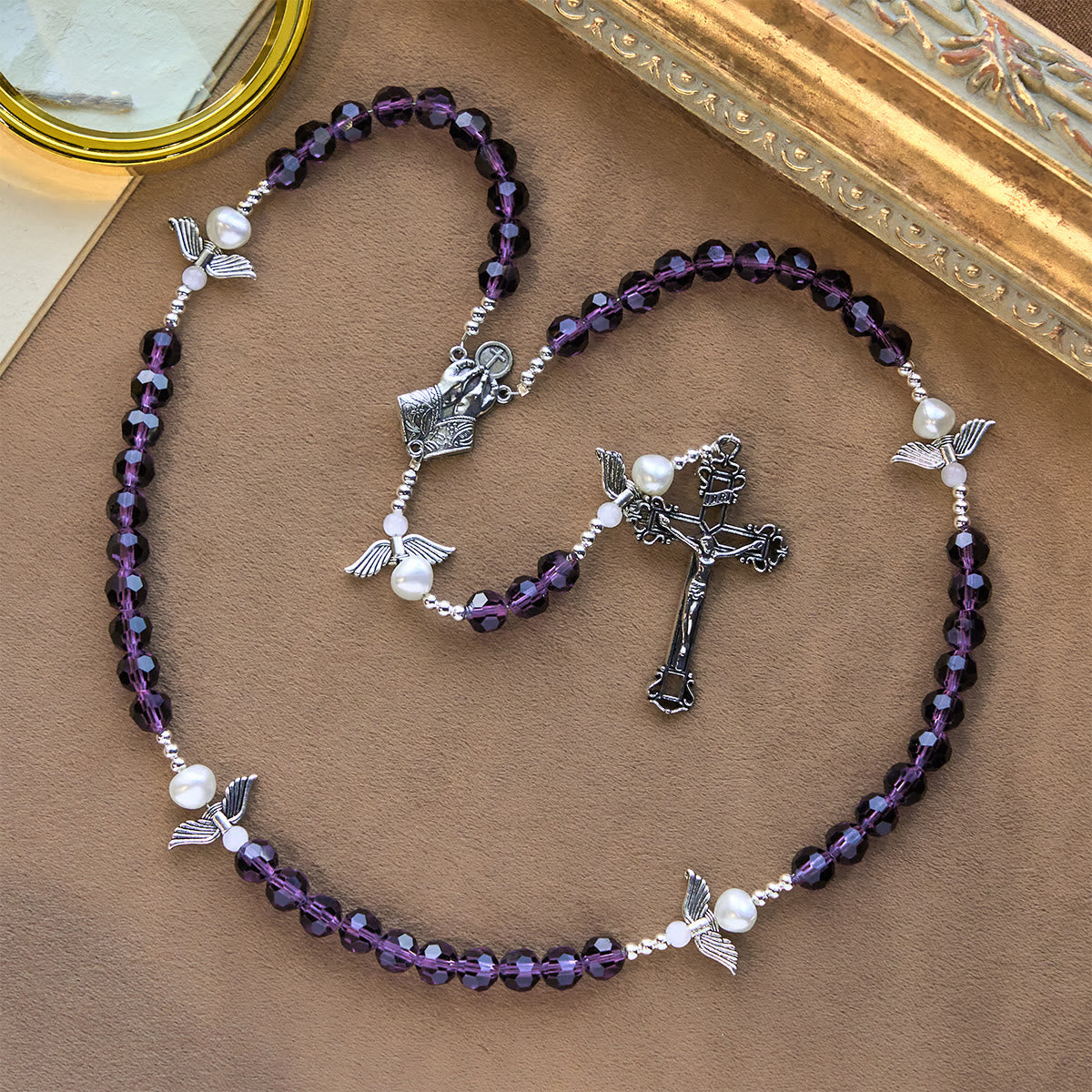 Angel-Wreathed Purple Rosary: Let Angels Weave Grace Into Your Prayers