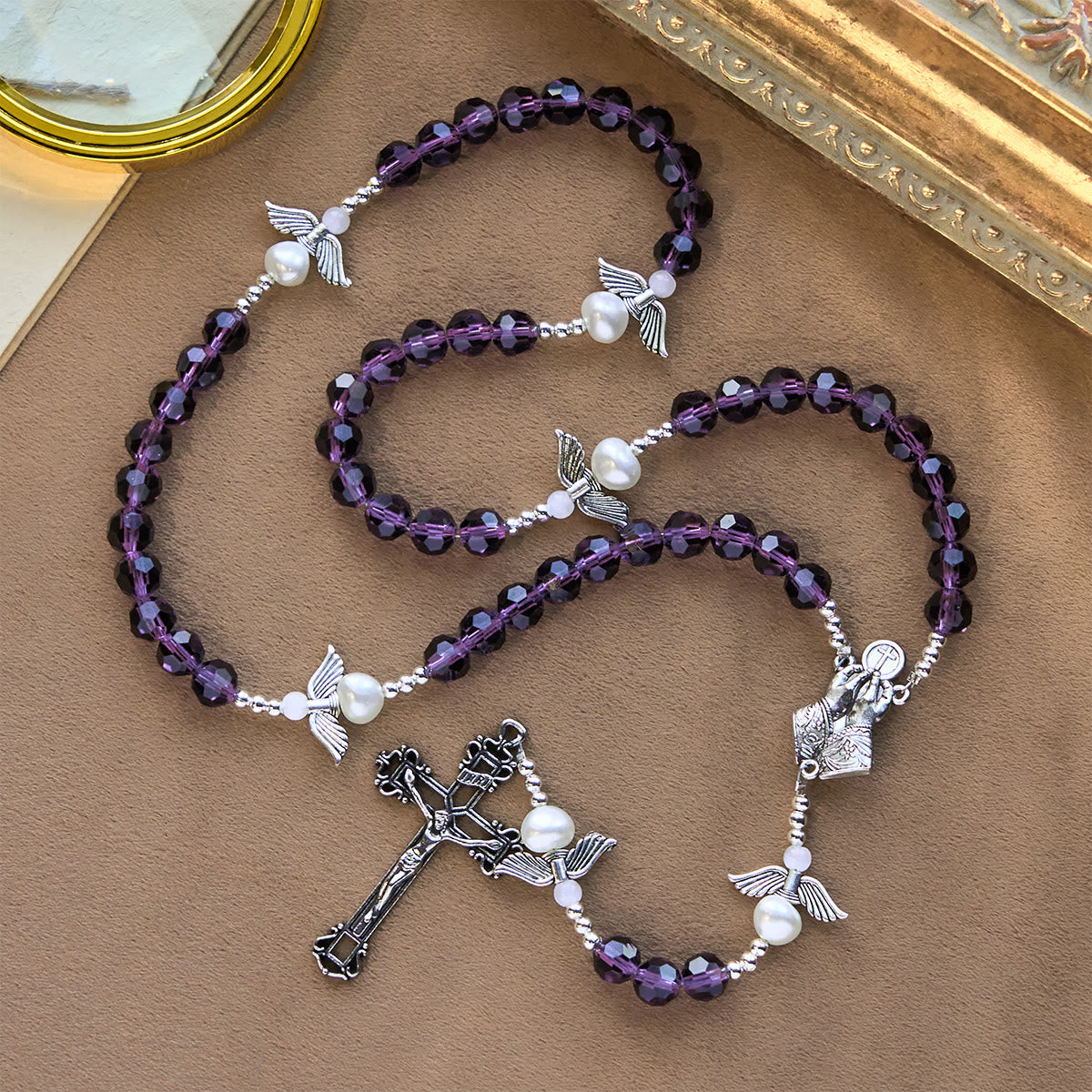 Angel-Wreathed Purple Rosary: Let Angels Weave Grace Into Your Prayers