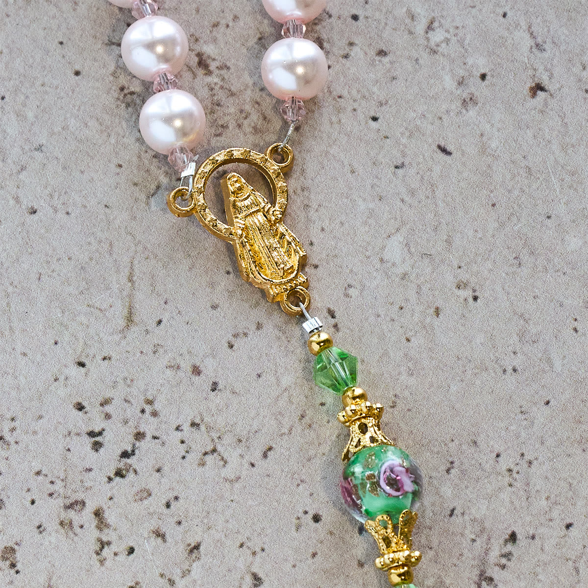 Heavenly Pink Beads St. Jude Devotion Rosary with Floral Beads of Sacred Grace
