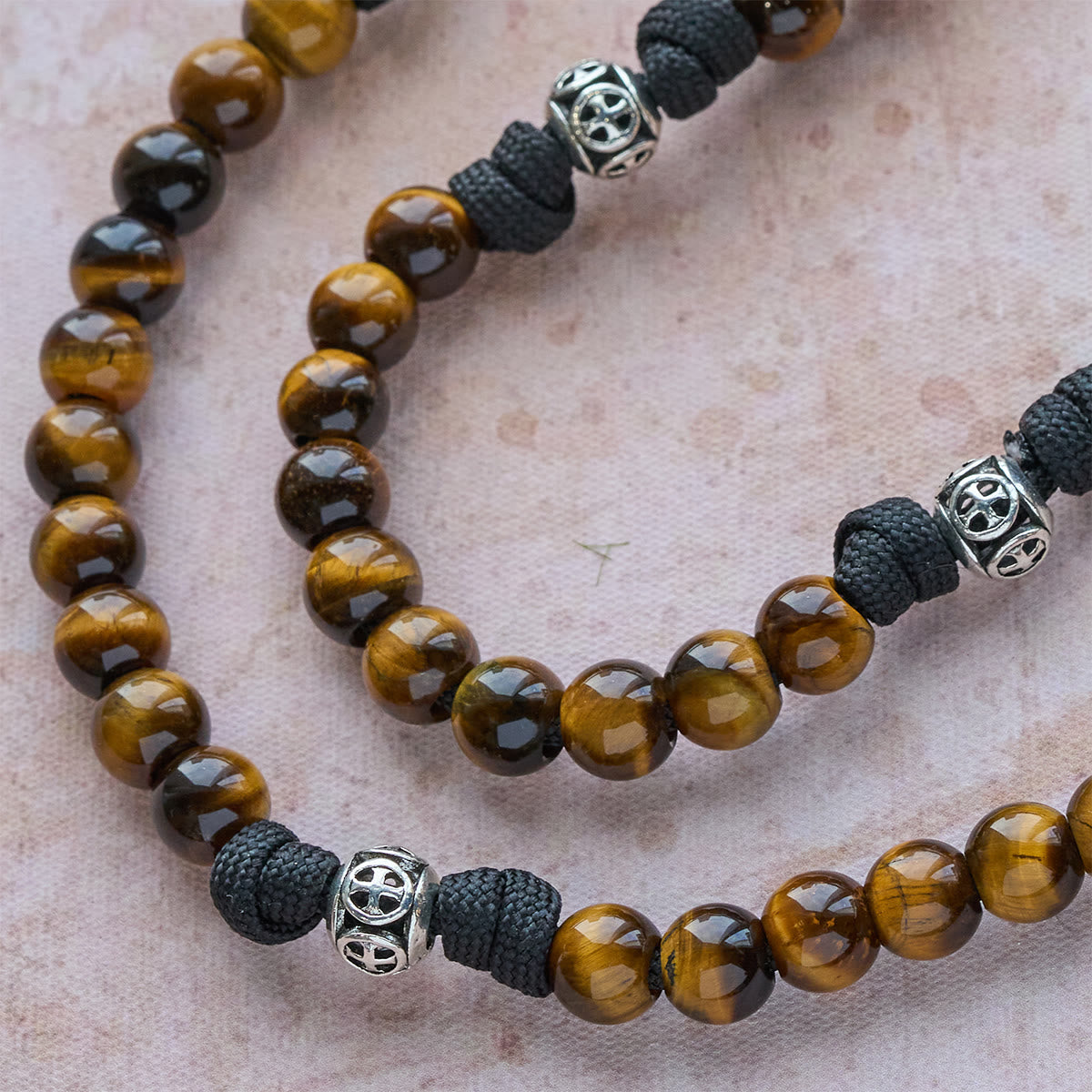 Our Lady-Centered Paracord Rosary: Tiger Eye Beads & Timeless Medal Grace