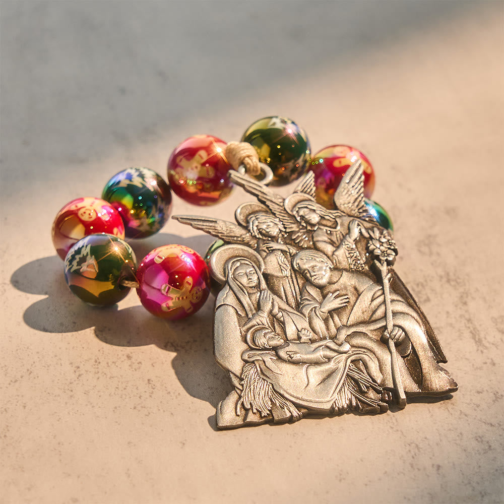 3-Style Christmas Holy Nativity Pocket Rosary: Christmas Shimmer Beads & Unique Birth Scene Pendants