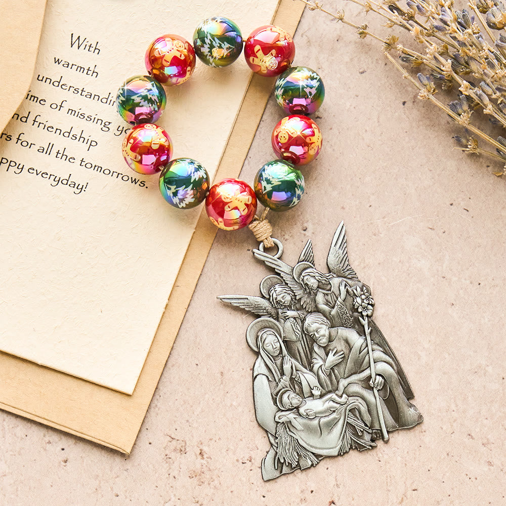 3-Style Christmas Holy Nativity Pocket Rosary: Christmas Shimmer Beads & Unique Birth Scene Pendants
