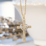 Golden Cross with Silver Heart