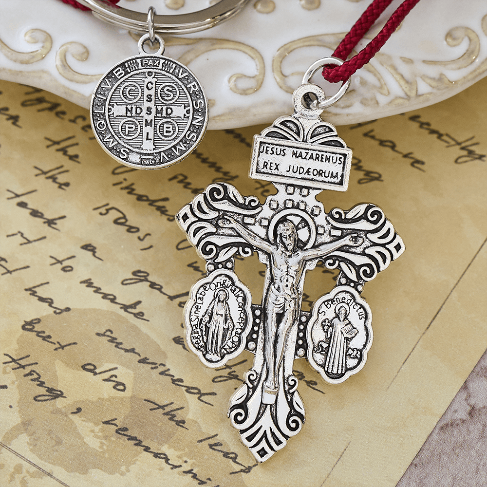Crucifix & St. Benedict Medal Wood Pocket Rosary: Soft Prompt of Peace
