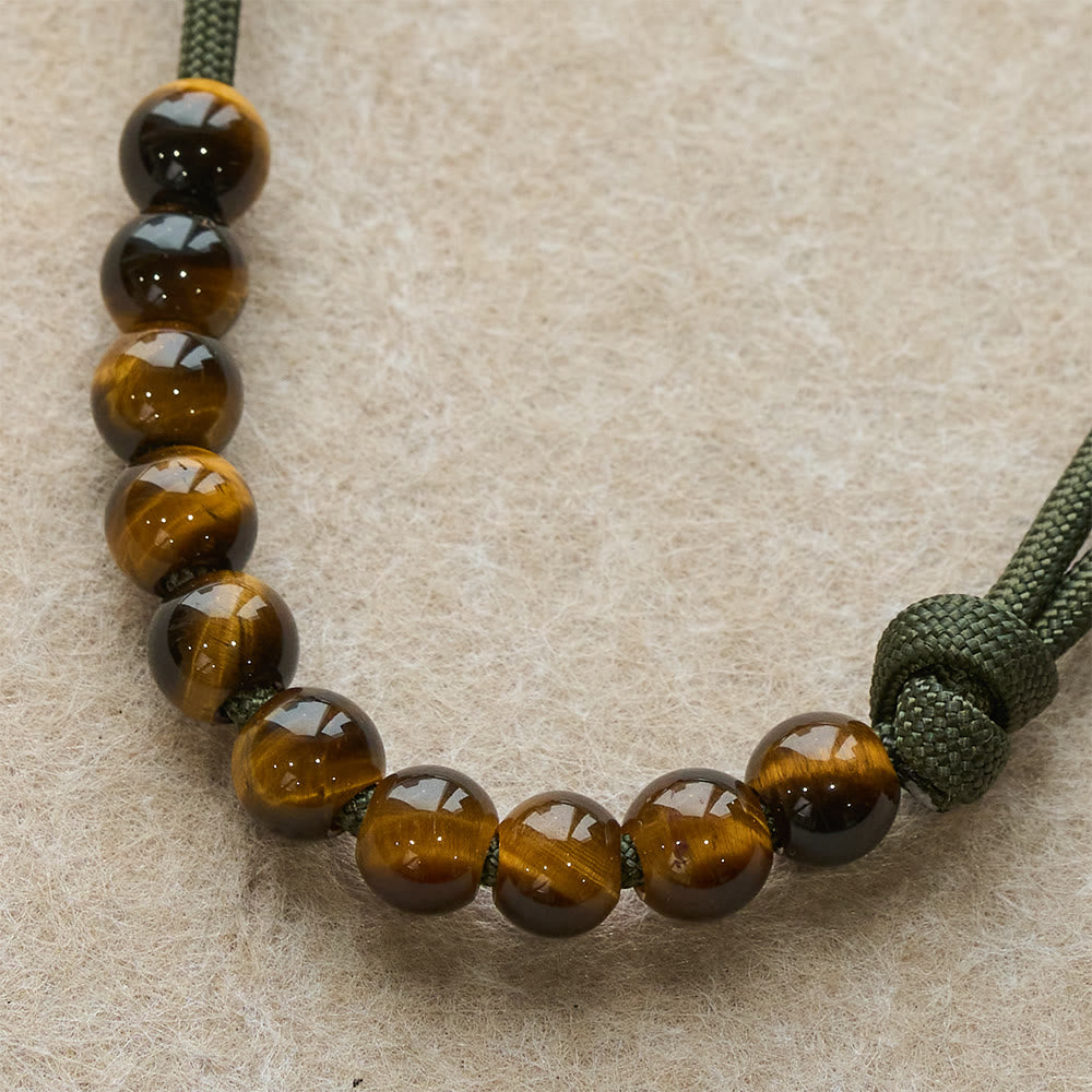 Tiger Eye Pocket Rosary with Divine Mercy: Courage & Faith with Paracord Design